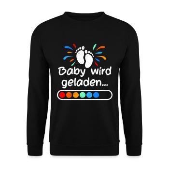 Baby loading 2024 werdende Mütter 2024 Ankündigung - Unisex Pullover - Schwarz - Vorne - Alina (178cm) & Michal (187cm)