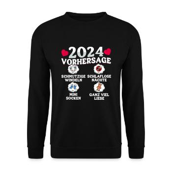 Baby Vorhersage 2024 werdende Mutter 2024 - Unisex Pullover - Schwarz - Vorne - Alina (178cm) & Michal (187cm)