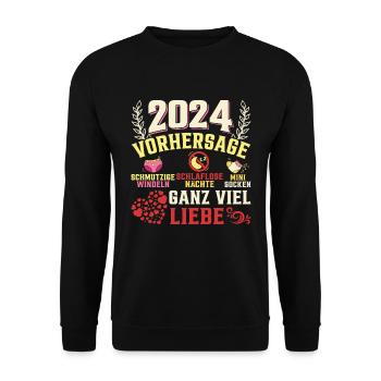 Vorhersage werdende Mama 2024 Baby bald Papa - Unisex Pullover - Schwarz - Vorne - Alina (178cm) & Michal (187cm)