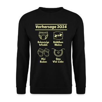 Bald Papa 2024 werdende Mama 2024 Babyparty - Unisex Pullover - Schwarz - Vorne - Alina (178cm) & Michal (187cm)