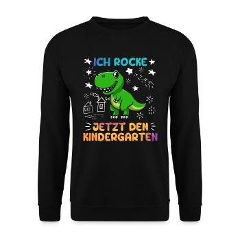 Ich rocke jetzt den Kindergarten Kita - Unisex Pullover - Schwarz - Vorne - Alina (178cm) & Michal (187cm)