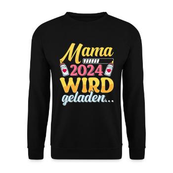 Mama wird geladen 2024 werdende Mütter Baby 2024 - Unisex Pullover - Schwarz - Vorne - Alina (178cm) & Michal (187cm)