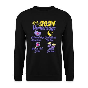 Baby Vorhersage 2024 werdende Mutter 2024 - Unisex Pullover - Schwarz - Vorne - Alina (178cm) & Michal (187cm)