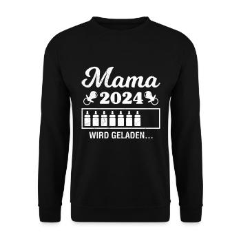 Mama 2024 wird geladen Baby Ankündigung 2024 - Unisex Pullover - Schwarz - Vorne - Alina (178cm) & Michal (187cm)