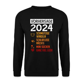Werdende Mama 2024 Baby Vorhersage 2024 Bald Papa - Unisex Pullover - Schwarz - Vorne - Alina (178cm) & Michal (187cm)