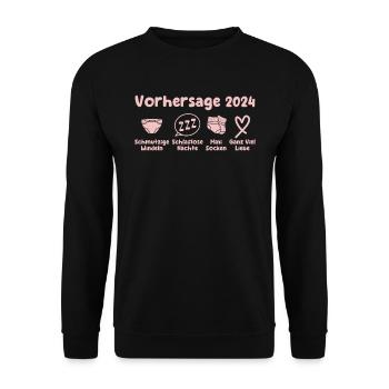 Bald Papa 2024 werdende Mama 2024 Babyparty - Unisex Pullover - Schwarz - Vorne - Alina (178cm) & Michal (187cm)