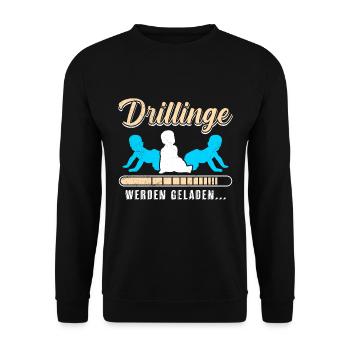 Drillinge werden geladen 2024 werdende Mama - Unisex Pullover - Schwarz - Vorne - Alina (178cm) & Michal (187cm)
