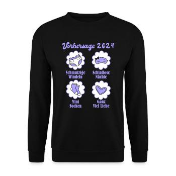 Vohersage 2024 werdende Mama 2024 bald Papa - Unisex Pullover - Schwarz - Vorne - Alina (178cm) & Michal (187cm)