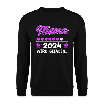 Mama wird geladen 2024 werdende Mama 2024 Baby - Unisex Pullover - Schwarz - Vorne - Alina (178cm) & Michal (187cm)