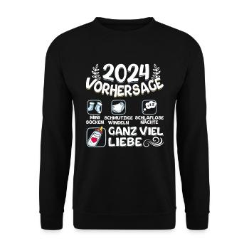 Baby Vorhersage 2024 werdende Mutter 2024 - Unisex Pullover - Schwarz - Vorne - Alina (178cm) & Michal (187cm)