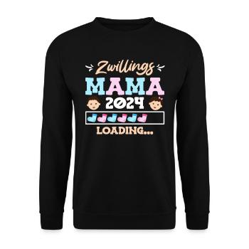 Mama wird geladen 2024 werdende Mama 2024 Baby - Unisex Pullover - Schwarz - Vorne - Alina (178cm) & Michal (187cm)