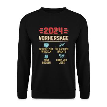 Vorhersage 2024 bald Vater Babyparty 2024 - Unisex Pullover - Schwarz - Vorne - Alina (178cm) & Michal (187cm)