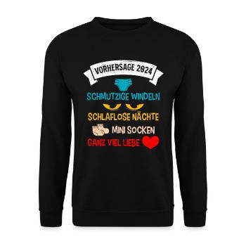 Vorhersage werdende Mama 2024 Baby bald Papa - Unisex Pullover - Schwarz - Vorne - Alina (178cm) & Michal (187cm)
