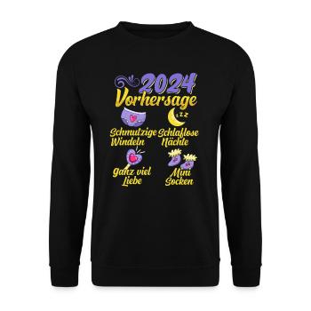 Baby Vorhersage 2024 werdende Mutter 2024 - Unisex Pullover - Schwarz - Vorne - Alina (178cm) & Michal (187cm)