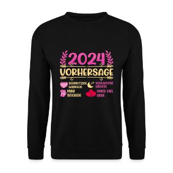Babyparty Vorhersage 2024 werdende Mama 2024 - Unisex Pullover - Schwarz - Vorne - Alina (178cm) & Michal (187cm)