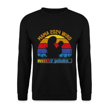 Mama wird geladen 2024 werdende Mütter Baby 2024 - Unisex Pullover - Schwarz - Vorne - Alina (178cm) & Michal (187cm)
