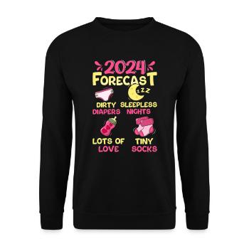 Vorhersage 2024 werdende Mama 2024 bald Papa 2024 - Unisex Pullover - Schwarz - Vorne - Alina (178cm) & Michal (187cm)