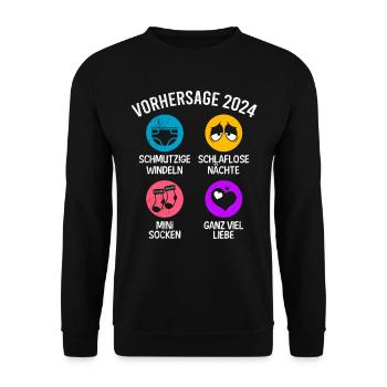 Vorhersage werdende Mama 2024 Baby bald Papa - Unisex Pullover - Schwarz - Vorne - Alina (178cm) & Michal (187cm)