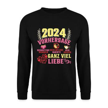 Vorhersage werdende Mama 2024 Baby bald Papa - Unisex Pullover - Schwarz - Vorne - Alina (178cm) & Michal (187cm)