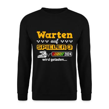 Werdende Mama wird geladen 2024 Warten Spieler 3 - Unisex Pullover - Schwarz - Vorne - Alina (178cm) & Michal (187cm)