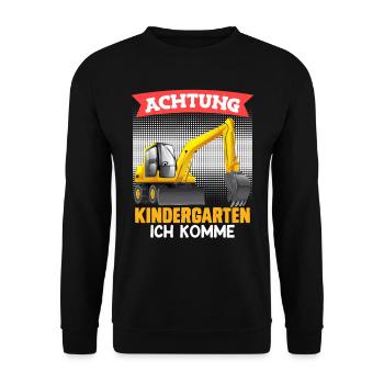Kindergarten ich komme Kindergartenkinder Kiga - Unisex Pullover - Schwarz - Vorne - Alina (178cm) & Michal (187cm)