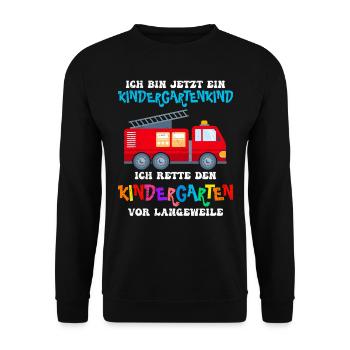 Ich bin jetzt ein Kindergartenkind Kindergarten - Unisex Pullover - Schwarz - Vorne - Alina (178cm) & Michal (187cm)