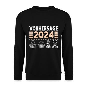 Vorhersage werdende Mama 2024 Baby bald Papa - Unisex Pullover - Schwarz - Vorne - Alina (178cm) & Michal (187cm)