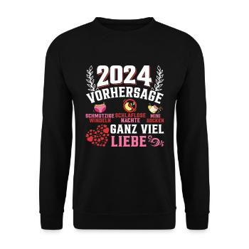 Vorhersage werdende Mama 2024 Baby bald Papa - Unisex Pullover - Schwarz - Vorne - Alina (178cm) & Michal (187cm)