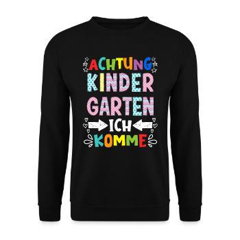Kindergarten ich komme Kita Kinder - Unisex Pullover - Schwarz - Vorne - Alina (178cm) & Michal (187cm)