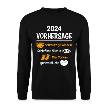 Vorhersage werdende Mama 2024 Baby bald Papa - Unisex Pullover - Schwarz - Vorne - Alina (178cm) & Michal (187cm)