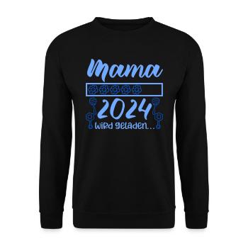 Mama loading 2024 werdende Mama Babyparty 2024 - Unisex Pullover - Schwarz - Vorne - Alina (178cm) & Michal (187cm)