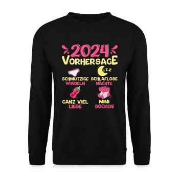 Baby Vorhersage 2024 werdende Mutter 2024 - Unisex Pullover - Schwarz - Vorne - Alina (178cm) & Michal (187cm)