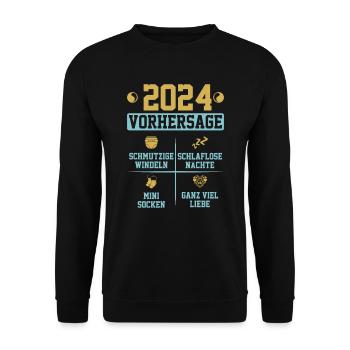 Vorhersage werdende Mama 2024 Baby bald Papa - Unisex Pullover - Schwarz - Vorne - Alina (178cm) & Michal (187cm)
