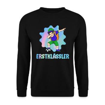 Erstklässler Schulkind Einschulung 1. Klasse - Unisex Pullover - Schwarz - Vorne - Alina (178cm) & Michal (187cm)