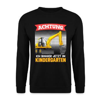 Kindergartenkind Ich bagger jetzt im Kindergarten - Unisex Pullover - Schwarz - Vorne - Alina (178cm) & Michal (187cm)