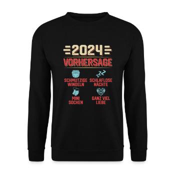 Vorhersage 2024 bald Vater Babyparty 2024 - Unisex Pullover - Schwarz - Vorne - Alina (178cm) & Michal (187cm)