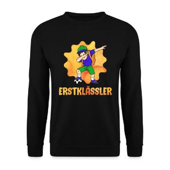 Erstklässler Schulkind Einschulung 1. Klasse - Unisex Pullover - Schwarz - Vorne - Alina (178cm) & Michal (187cm)