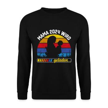 Mama wird geladen 2024 werdende Mütter Baby 2024 - Unisex Pullover - Schwarz - Vorne - Alina (178cm) & Michal (187cm)