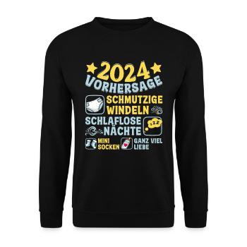 Vorhersage 2024 bald Vater Babyparty 2024 - Unisex Pullover - Schwarz - Vorne - Alina (178cm) & Michal (187cm)