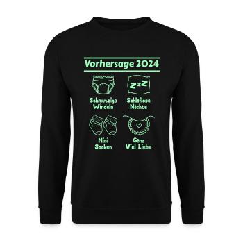 Bald Papa 2024 werdende Mama 2024 Babyparty - Unisex Pullover - Schwarz - Vorne - Alina (178cm) & Michal (187cm)