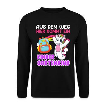 Aus dem Weg hier kommt ein Kinder Gartenkind - Unisex Pullover - Schwarz - Vorne - Alina (178cm) & Michal (187cm)