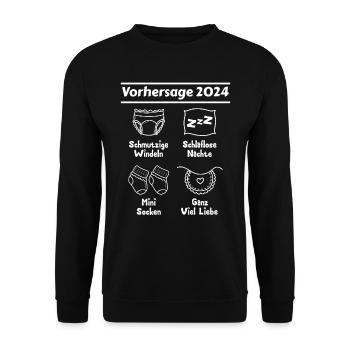 Bald Papa 2024 werdende Mama 2024 Babyparty - Unisex Pullover - Schwarz - Vorne - Alina (178cm) & Michal (187cm)