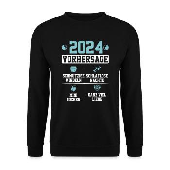 Vorhersage werdende Mama 2024 Baby bald Papa - Unisex Pullover - Schwarz - Vorne - Alina (178cm) & Michal (187cm)
