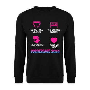 Baby Vorhersage 2024 werdende Mama 2024 - Unisex Pullover - Schwarz - Vorne - Alina (178cm) & Michal (187cm)