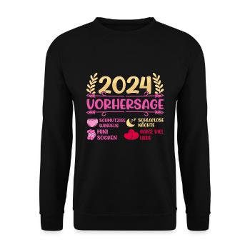 Babyparty Vorhersage 2024 werdende Mama 2024 - Unisex Pullover - Schwarz - Vorne - Alina (178cm) & Michal (187cm)