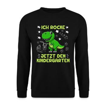 Ich rocke jetzt den Kindergarten Kita - Unisex Pullover - Schwarz - Vorne - Alina (178cm) & Michal (187cm)