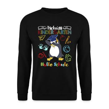 Tschüss Kindergarten Hallo Schule 1. Klasse - Unisex Pullover - Schwarz - Vorne - Alina (178cm) & Michal (187cm)