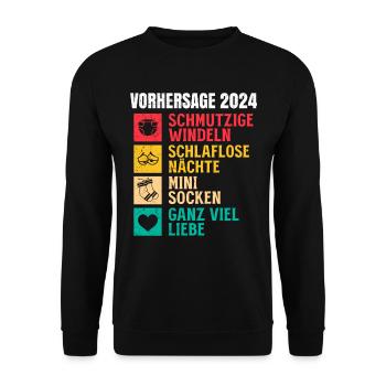 Vorhersage werdende Mama 2024 Baby bald Papa - Unisex Pullover - Schwarz - Vorne - Alina (178cm) & Michal (187cm)