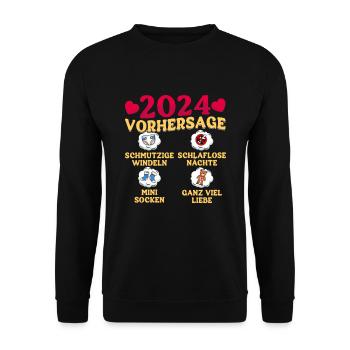 Babyparty Vorhersage 2024 werdende Mama 2024 - Unisex Pullover - Schwarz - Vorne - Alina (178cm) & Michal (187cm)