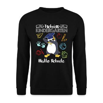 Tschüss Kindergarten Hallo Schule 1. Klasse - Unisex Pullover - Schwarz - Vorne - Alina (178cm) & Michal (187cm)